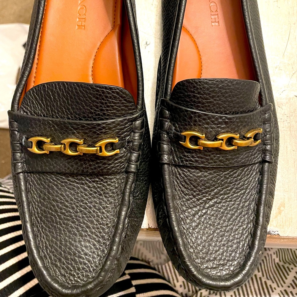 New Women COACH black loafers